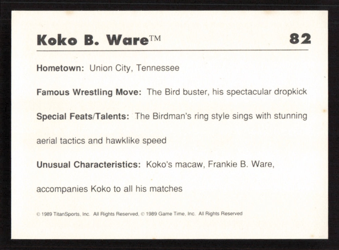 1989 Classic WWF #82 Koko B. Ware