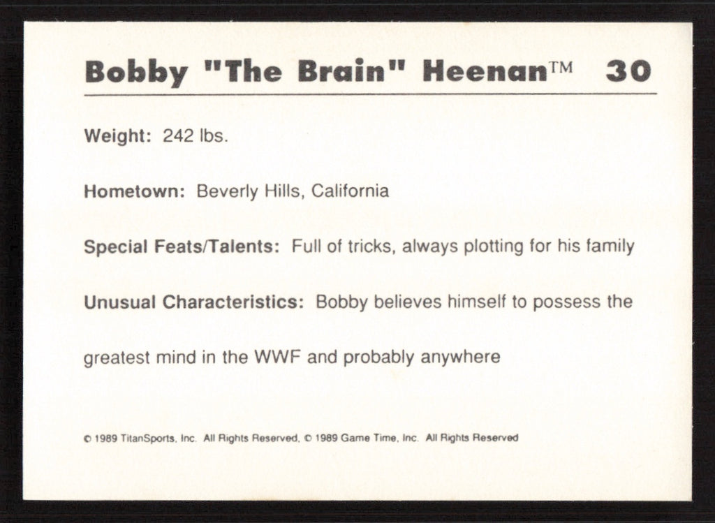 1989 Classic WWF #30 Bobby "The Brain" Heenan
