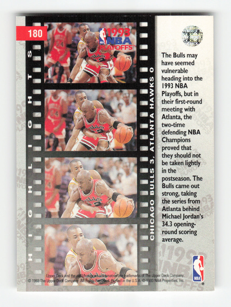 1993-94 Upper Deck #180 First Round: Bulls 3, Hawks 0