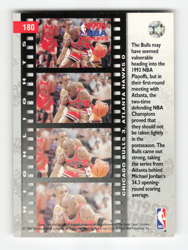 1993-94 Upper Deck #180 First Round: Bulls 3, Hawks 0