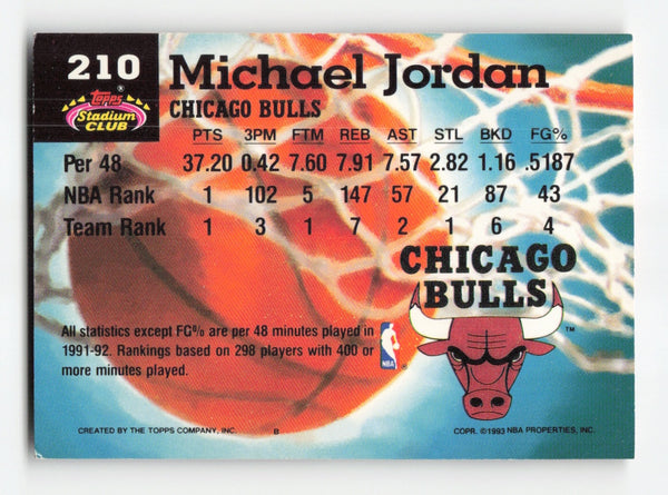 1992-93 Stadium Club #210 Michael Jordan