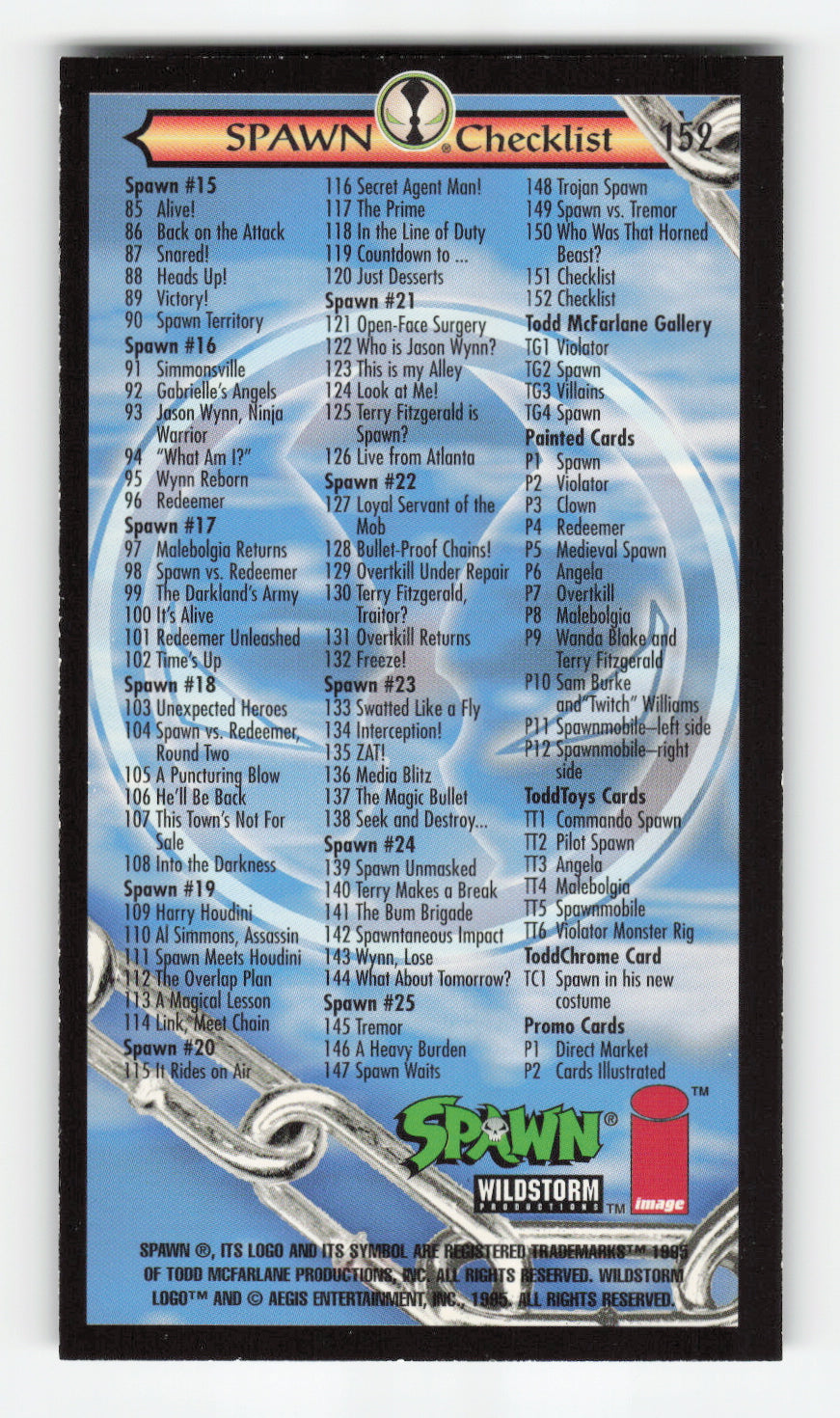 1995 WildStorm Spawn Widevision #152 Spawn Checklist