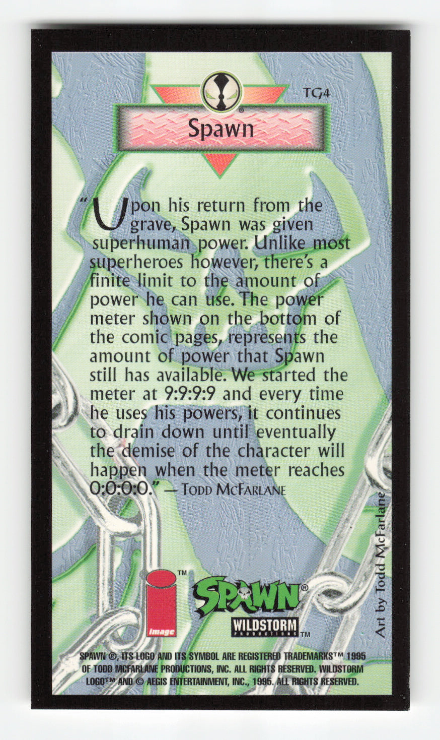 1995 WildStorm Spawn Widevision #TG4 Spawn Todd McFarlane Gallery