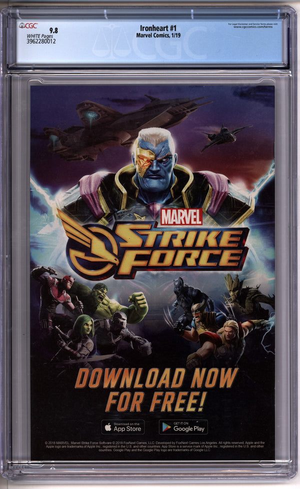 Ironheart #1 CGC 9.8 back