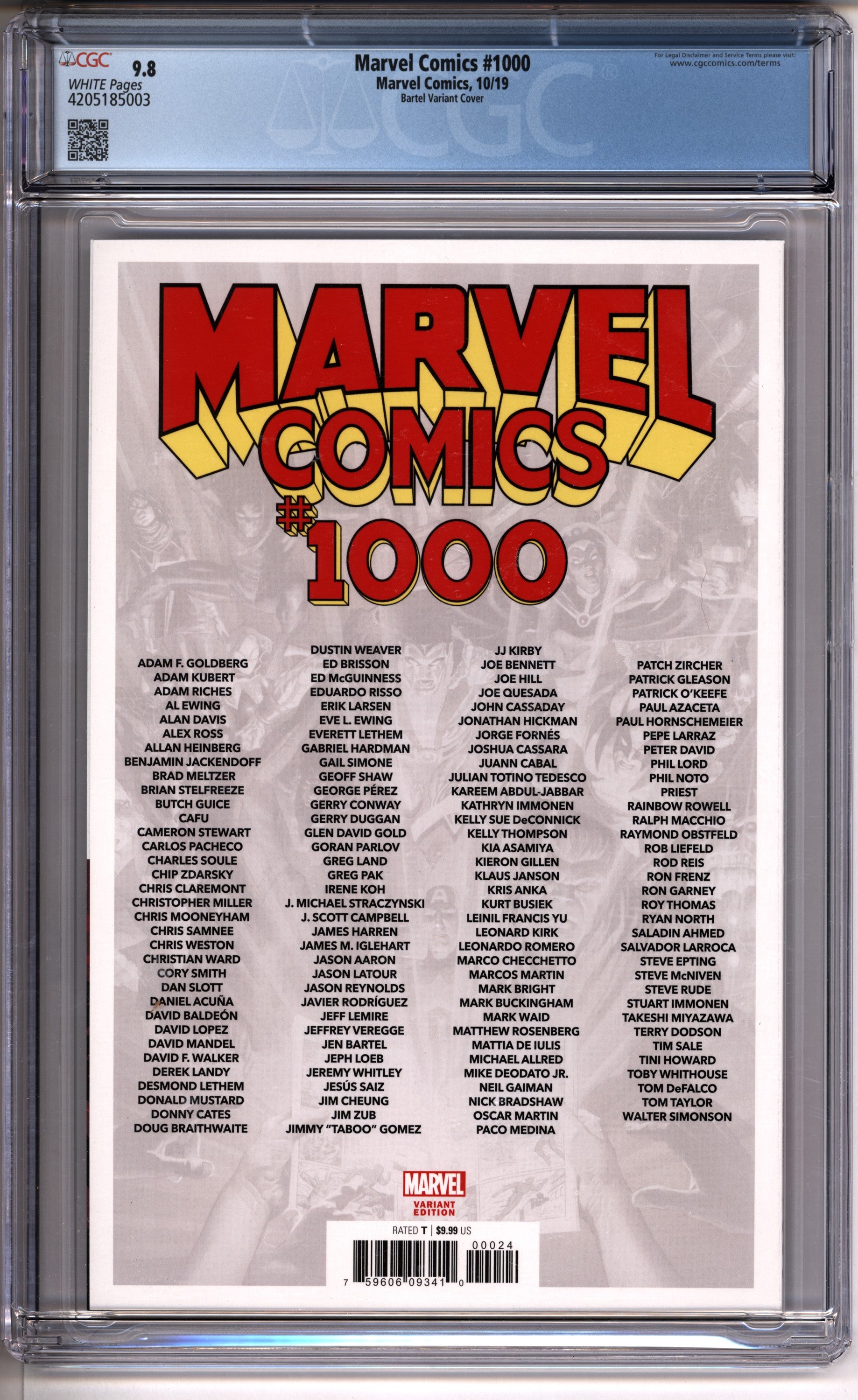 Marvel Comics #1000 CGC 9.8 - Bartel Variant Cover Secondary image