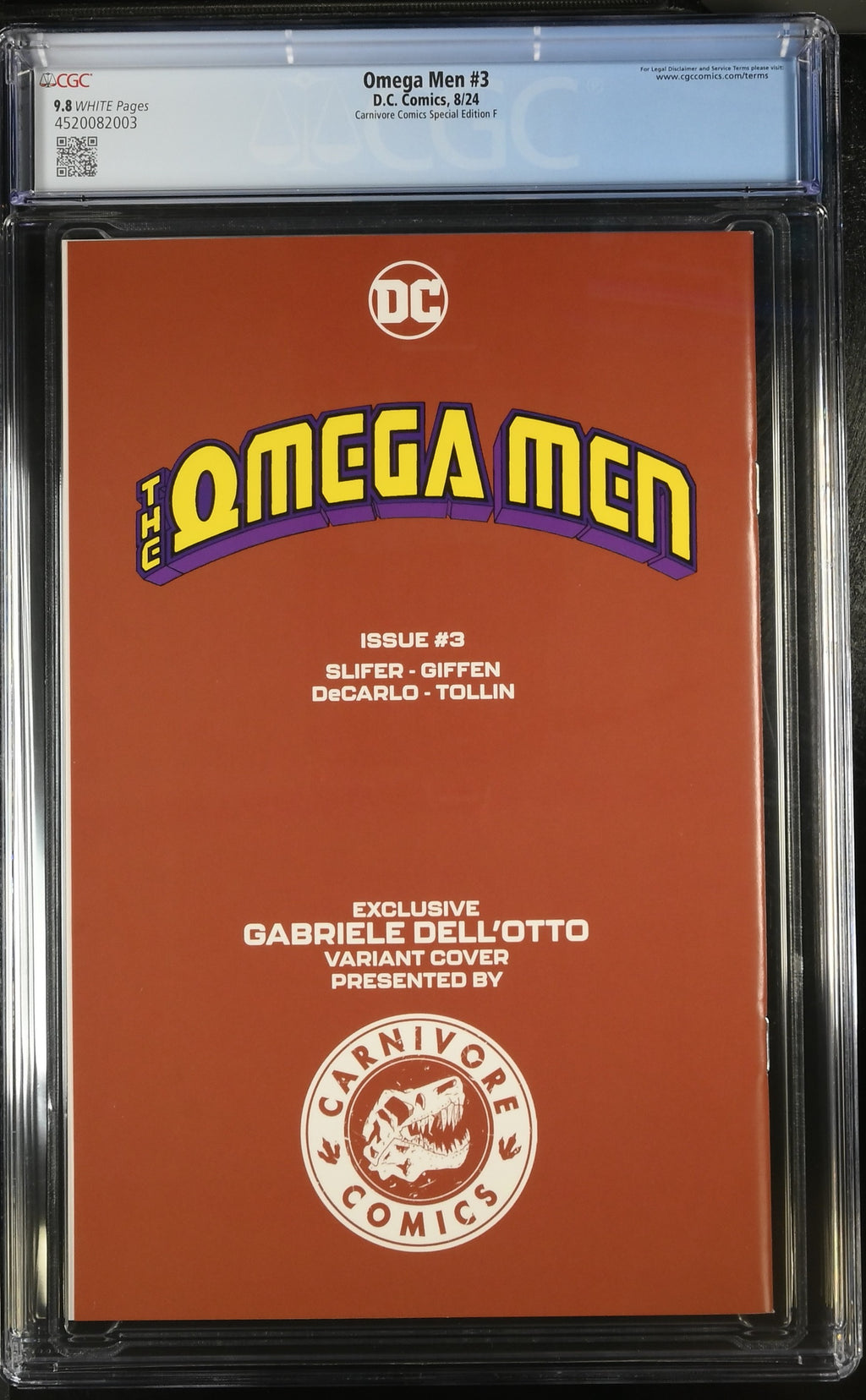 Omega Men #3 CGC 9.8 back