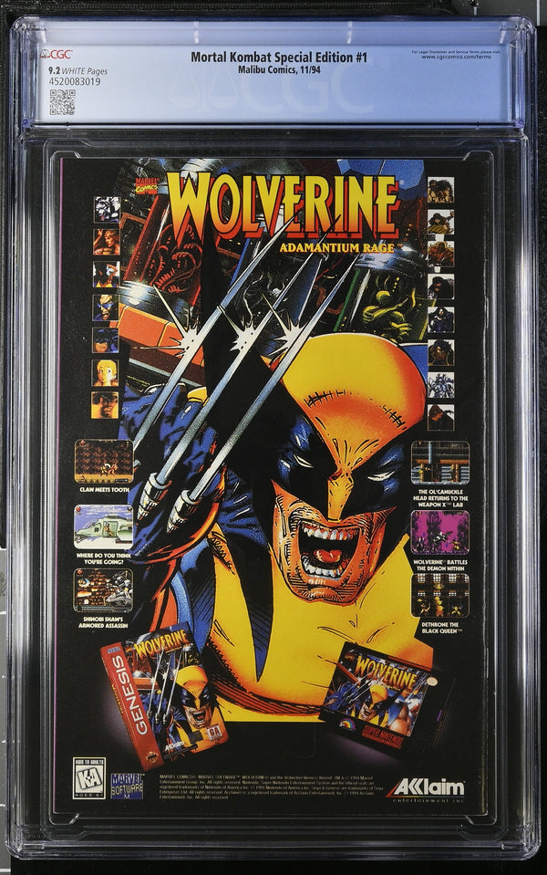 Mortal Kombat Special Edition #1 CGC 9.2 back