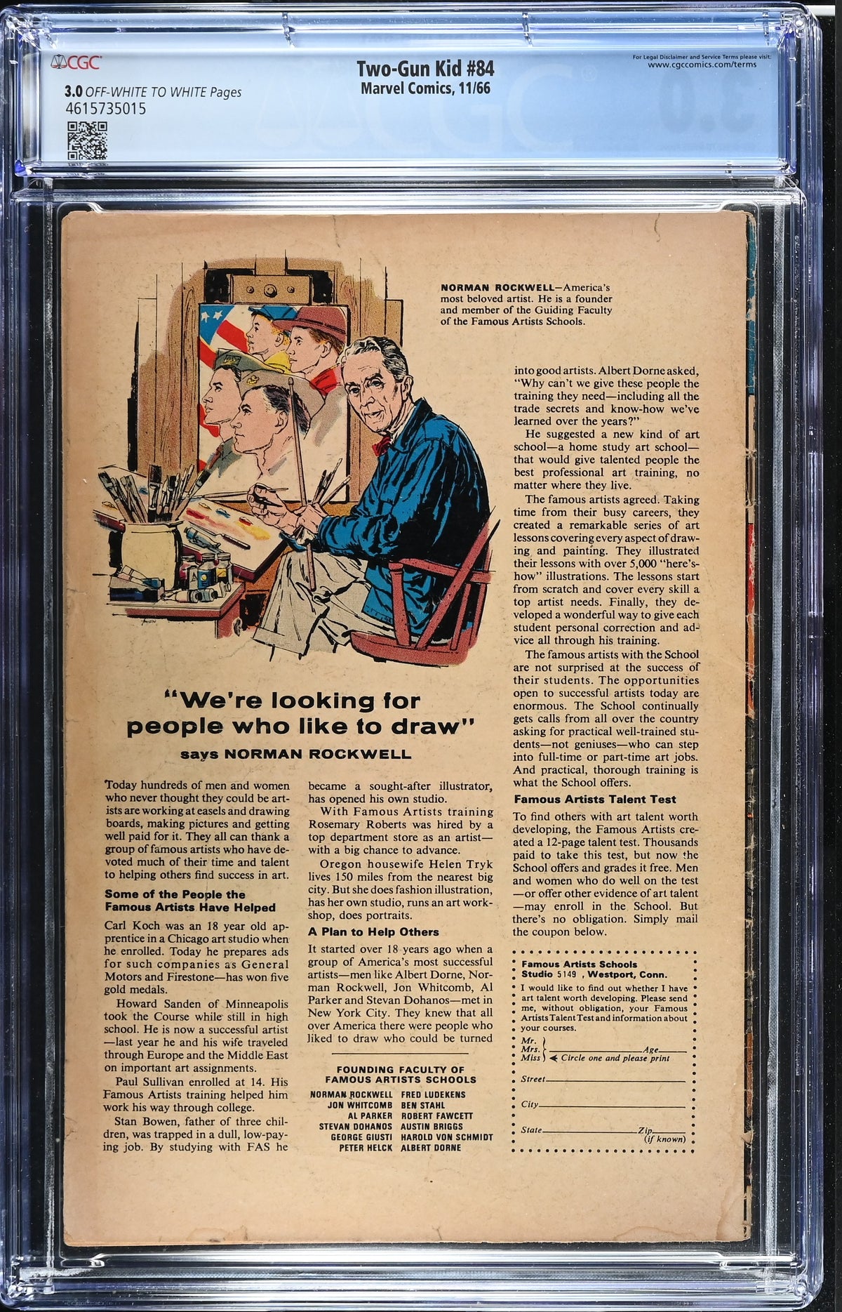 Two-Gun Kid #84 CGC 3.0 back
