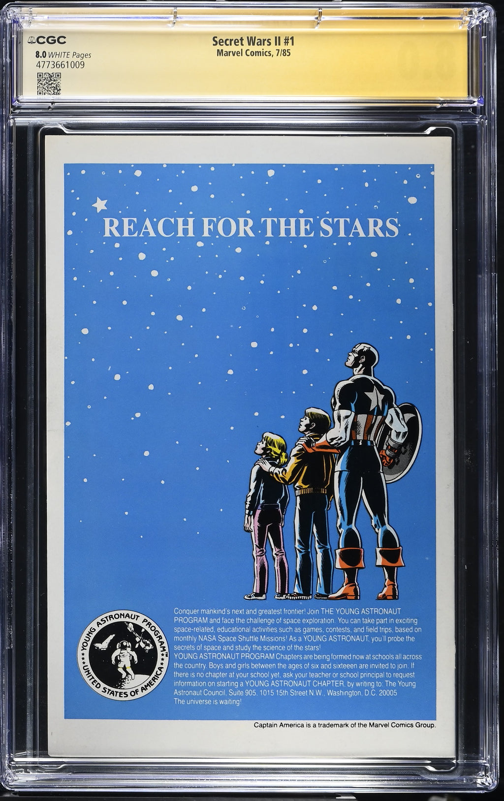Secret Wars II #1 CGC 8.0 back