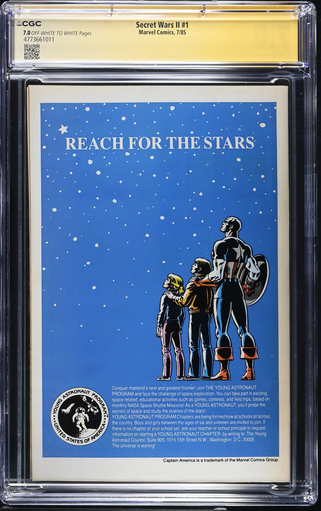 Secret Wars II #1 CGC 7.0 back